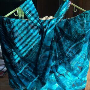 Miraclesuit Halter Blouson Underwire Tankini Top in Teal Size 14